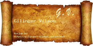 Gilinger Vilmos névjegykártya